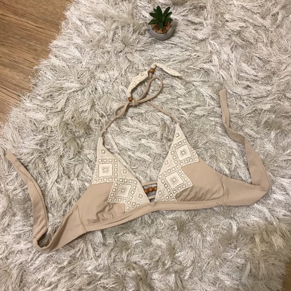 Becca Rebecca Virtue Nude Crochet Boho Bikini Top - Picture 8 of 8
